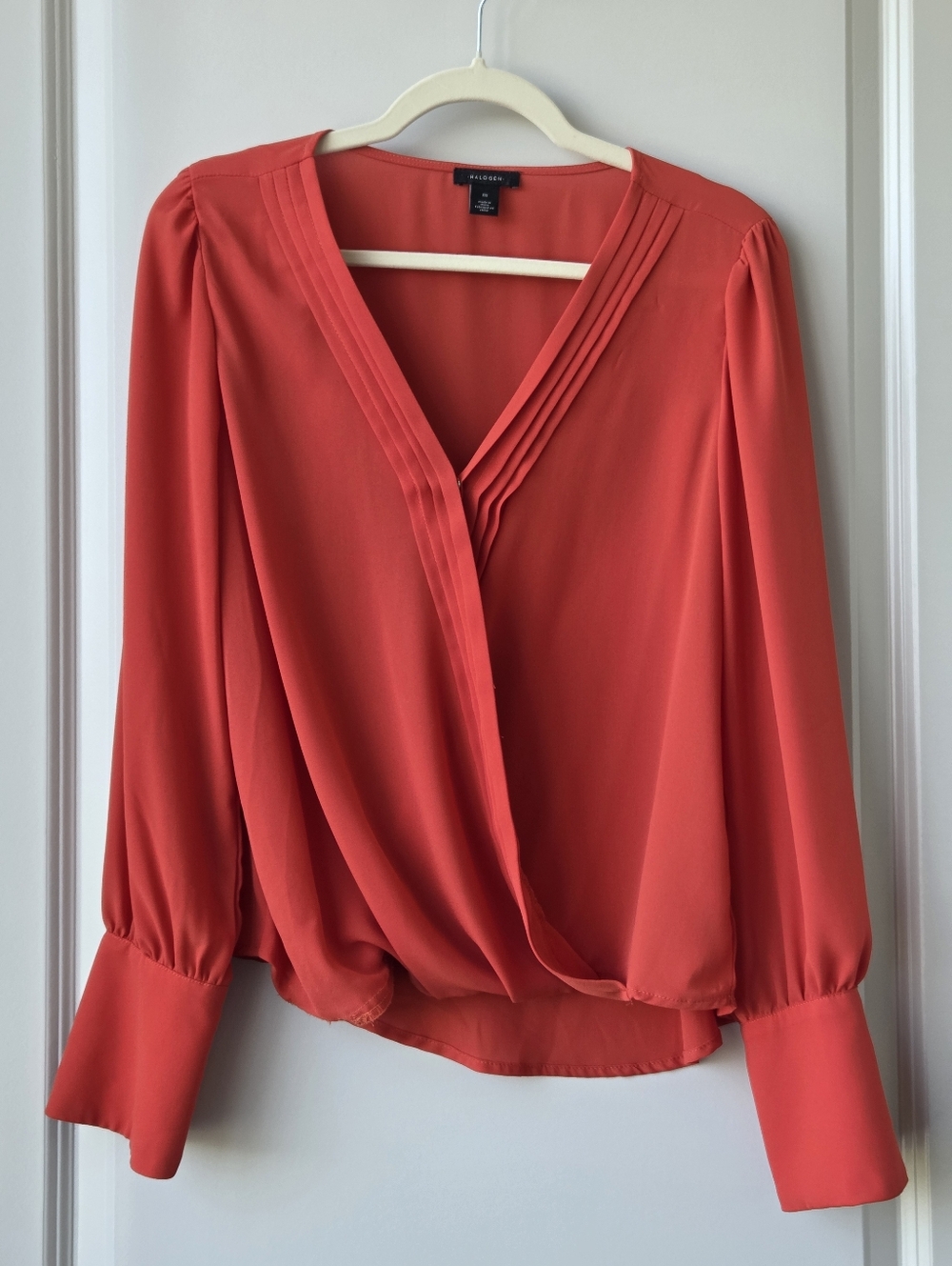 Halogen Coral/Red Wrap Blouse